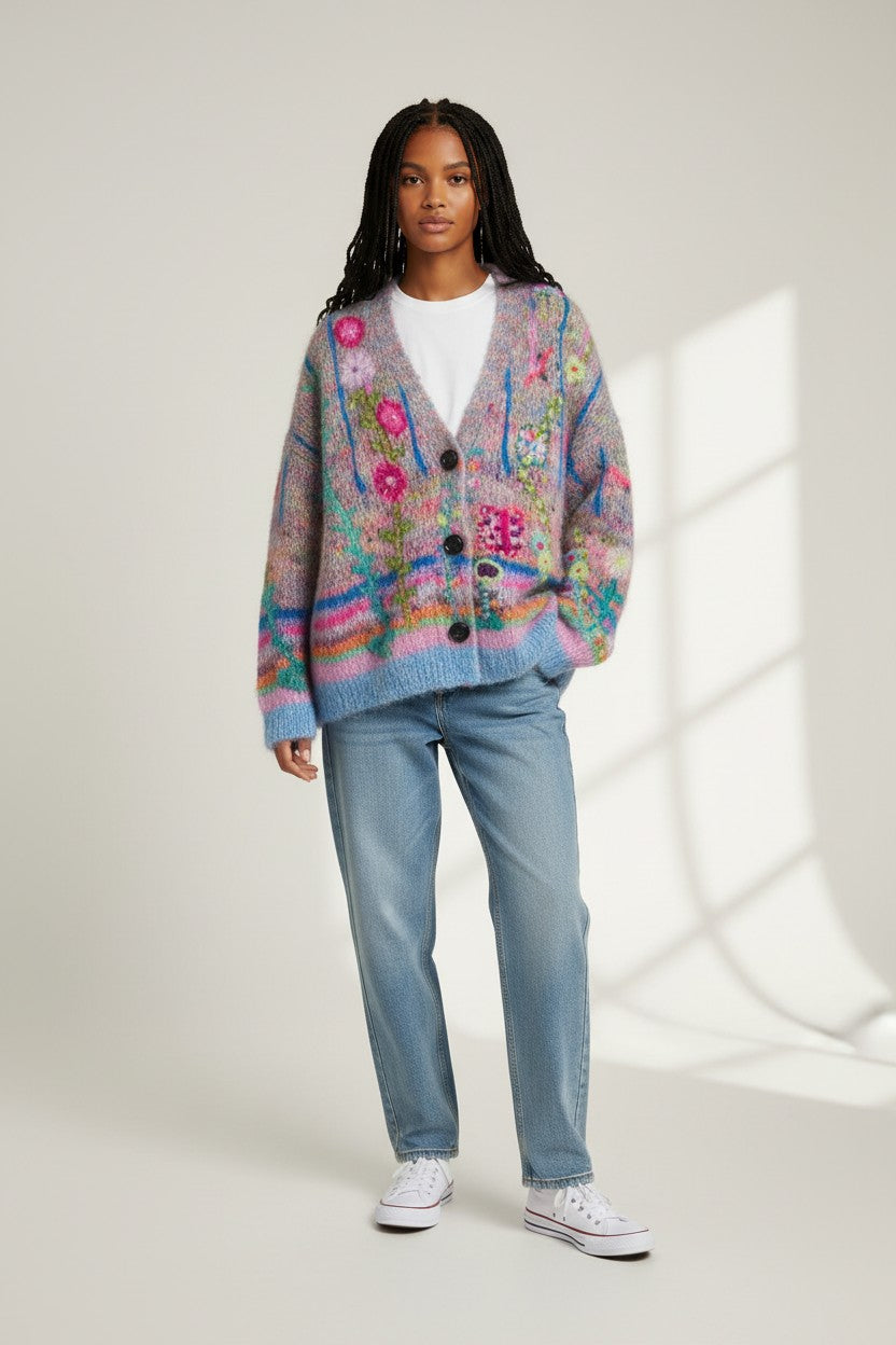 Juliet | Women's Floral Embroidered Knit Cardigan