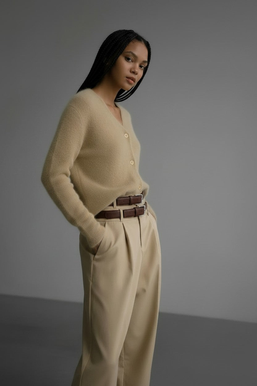Rebecca | Oversized Fuzzy Knit Button-Up Cardigan for Women